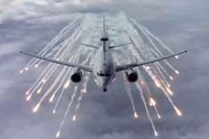 Boeing photo - A 737 AEW&C aircraft releases flares during the tests.