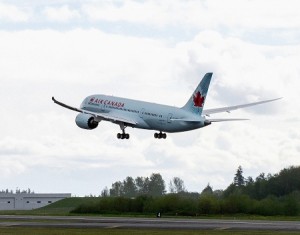 Air Canada's First Boeing 787 pictured here departing on a previous test flight.