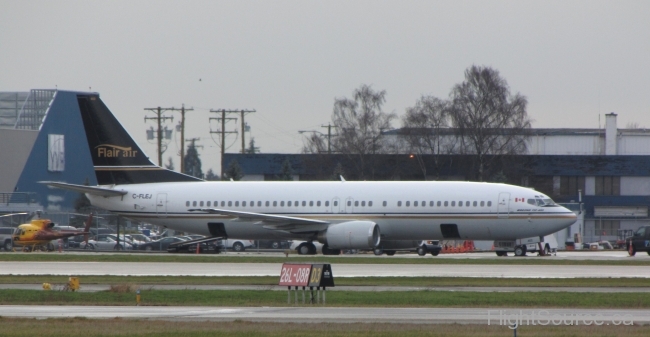 Flair Air Canucks charter Boeing 737 C-FLEJ